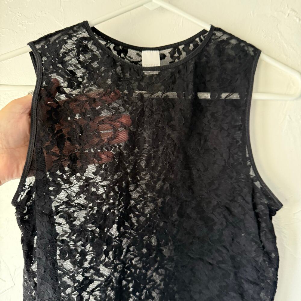 DKNY Y2K Size Small‎ Black Grunge Sexy Lace Going Out Sleeveless Top